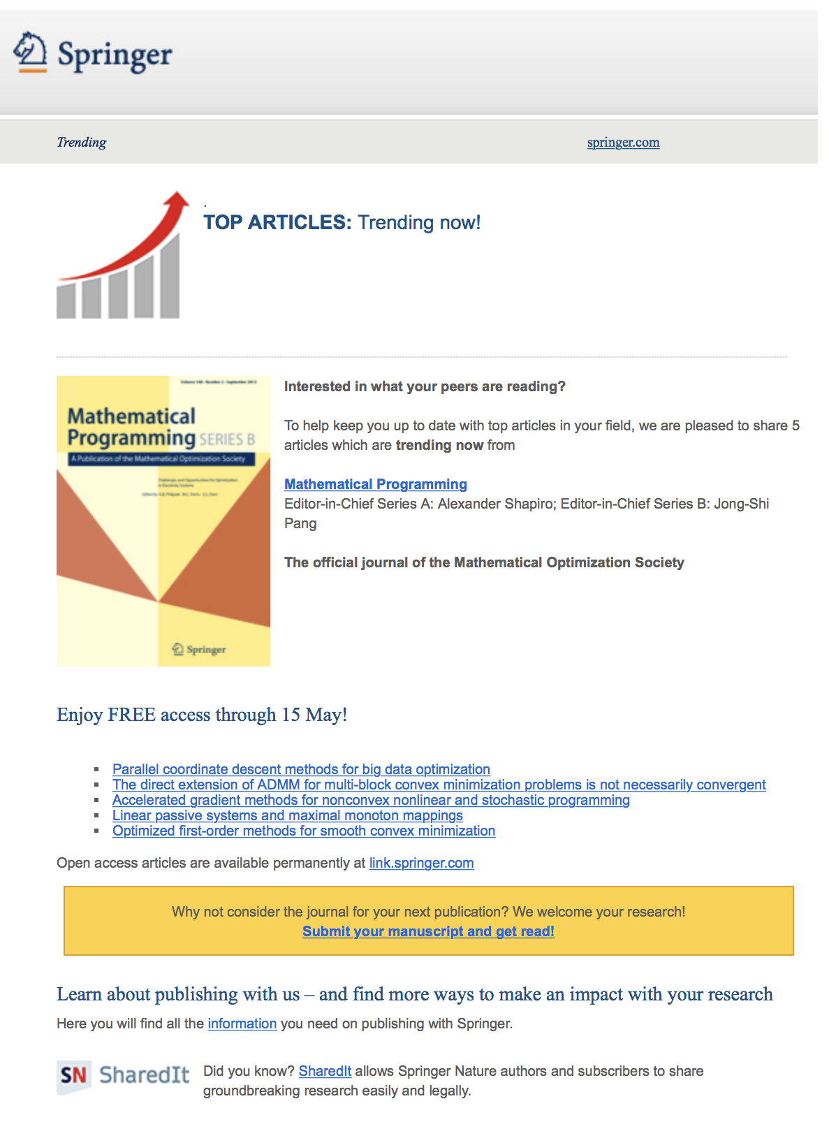 Top 5
              trending articles in Mathematical Programming, Series A
              and B