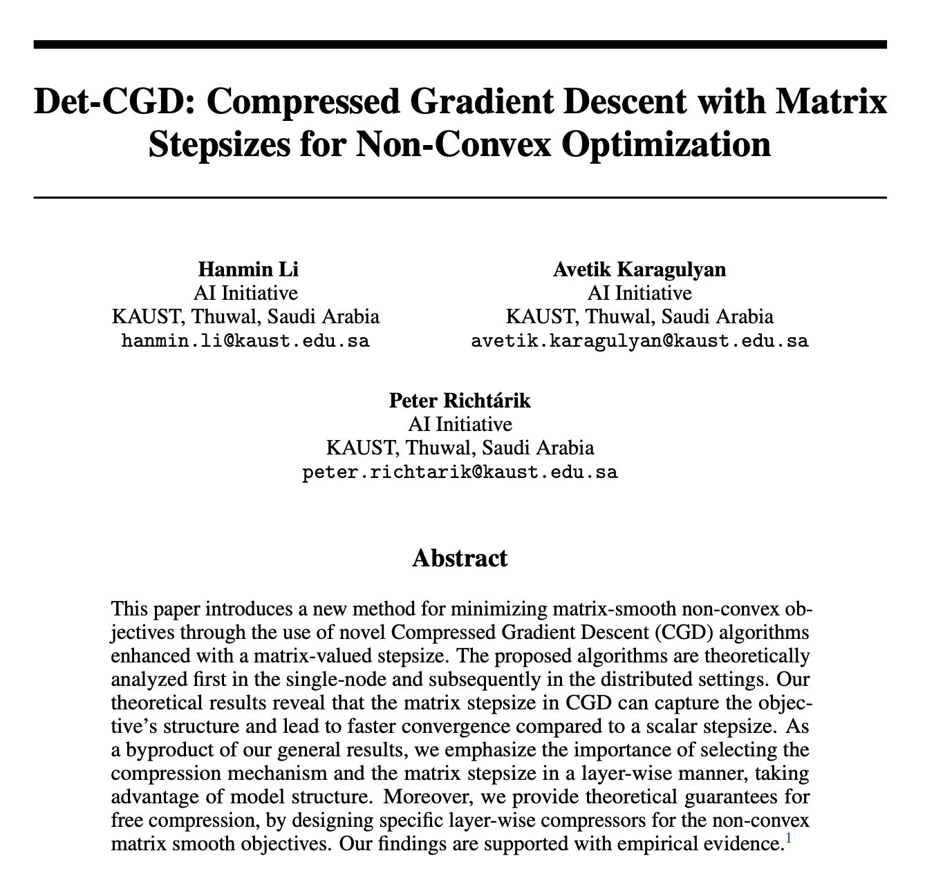 Det-CGD: Compressed Gradient Descent with Matrix Stepsizes for Non-Convex Optimization