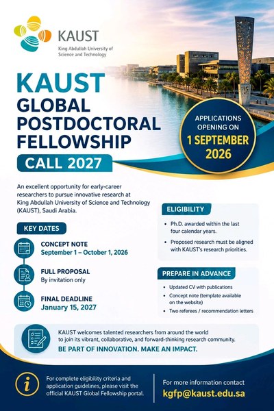 KAUST Global Postdoctoral Fellowship Call 2027